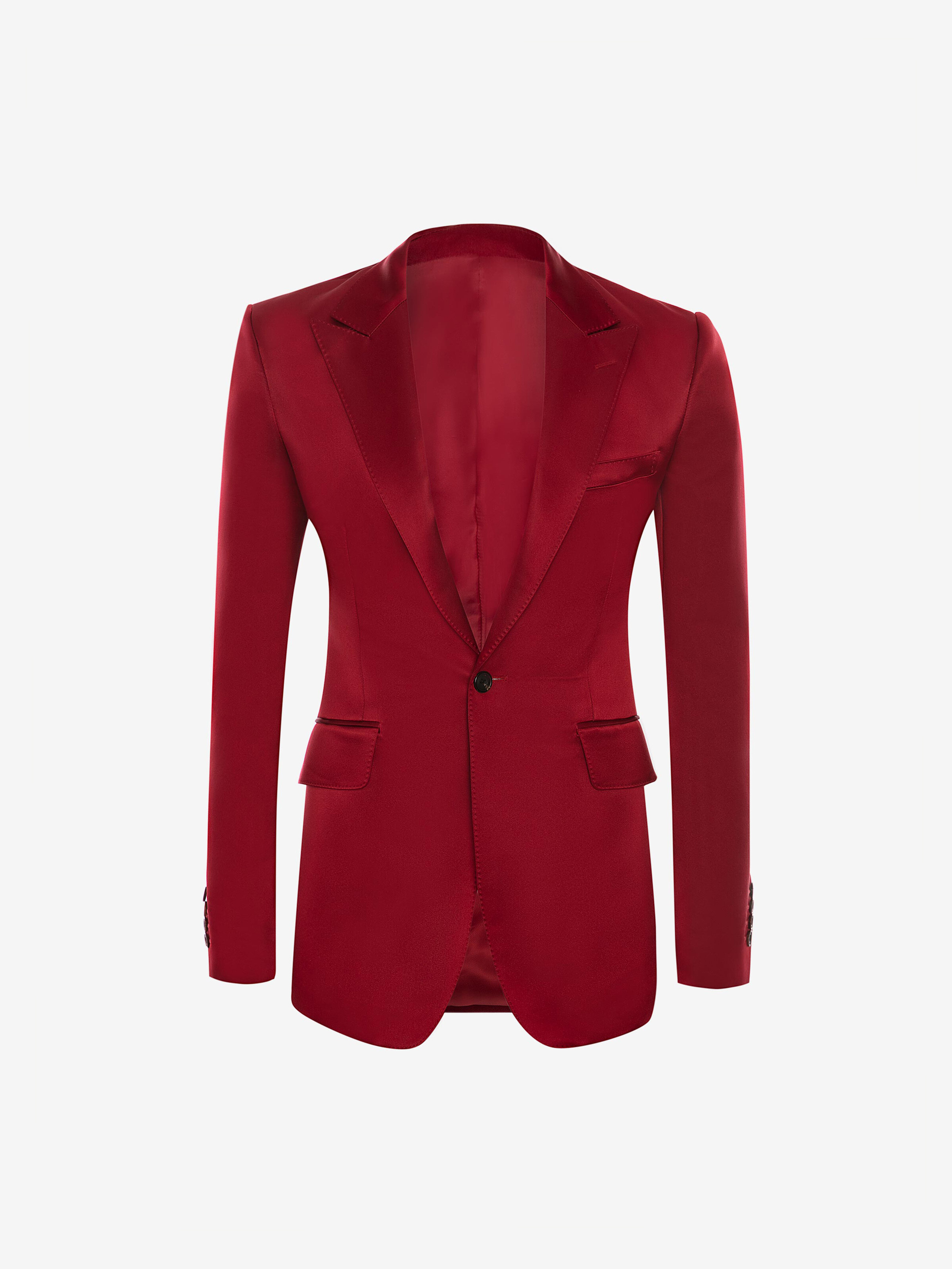 Alexander Mcqueen Satin Duchesse Tuxedo Jacket In Ruby Red