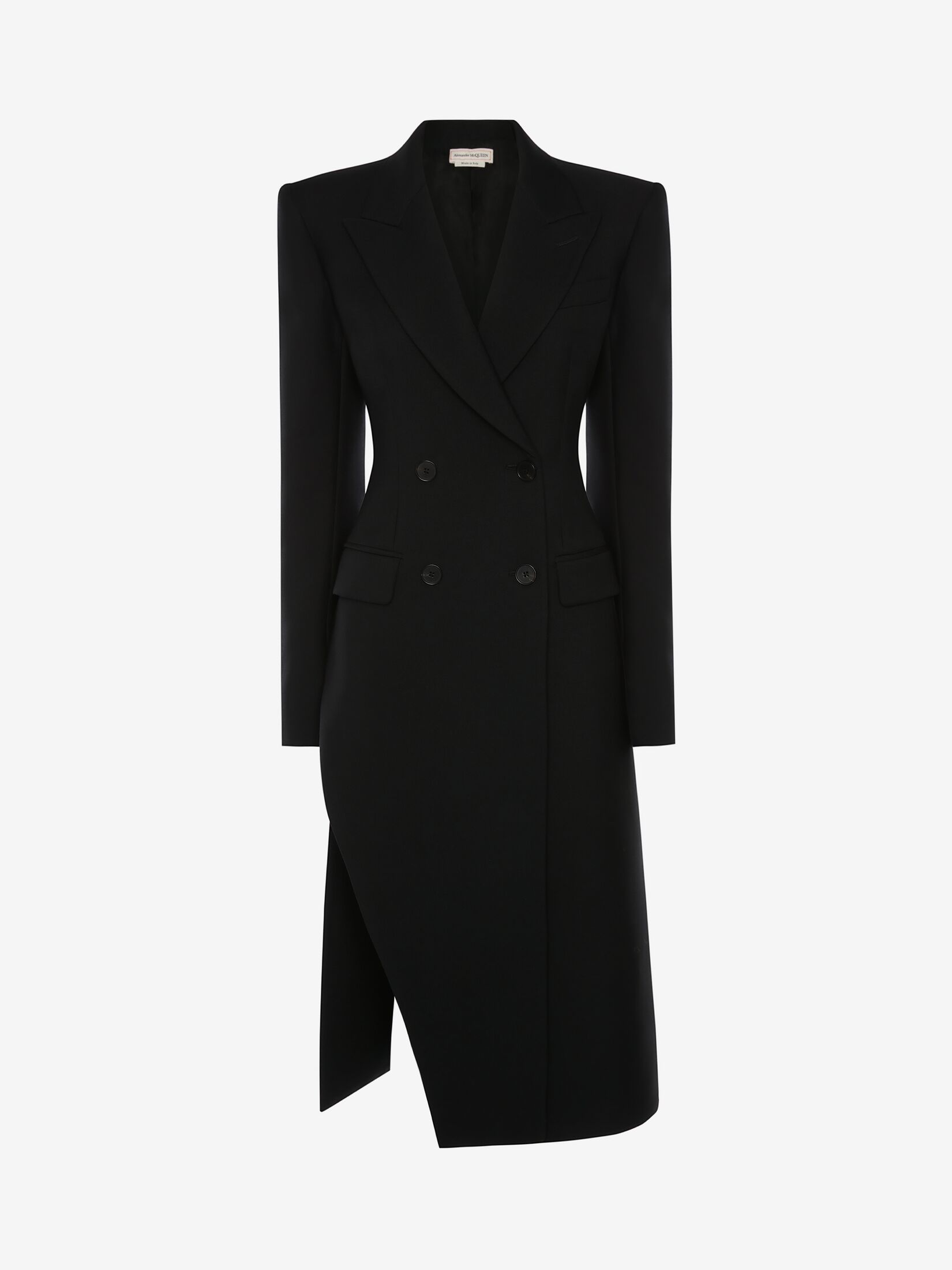 Slashed double-breasted tailored coat in BLACK | Alexander McQueen US