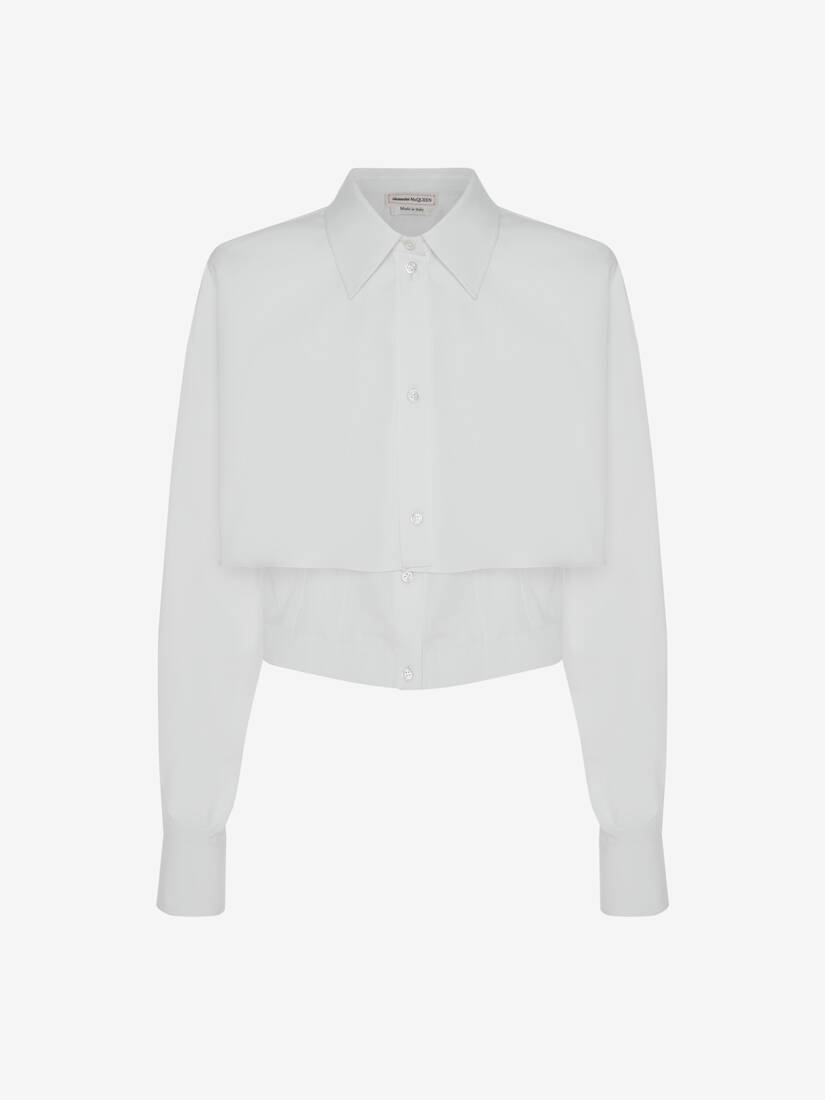 Cotton Poplin Hybrid Bustier Shirt in OPTICAL WHITE | Alexander 