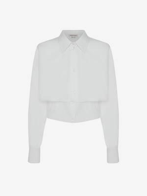 Cotton Poplin Hybrid Bustier Shirt in OPTICAL WHITE | Alexander McQueen US