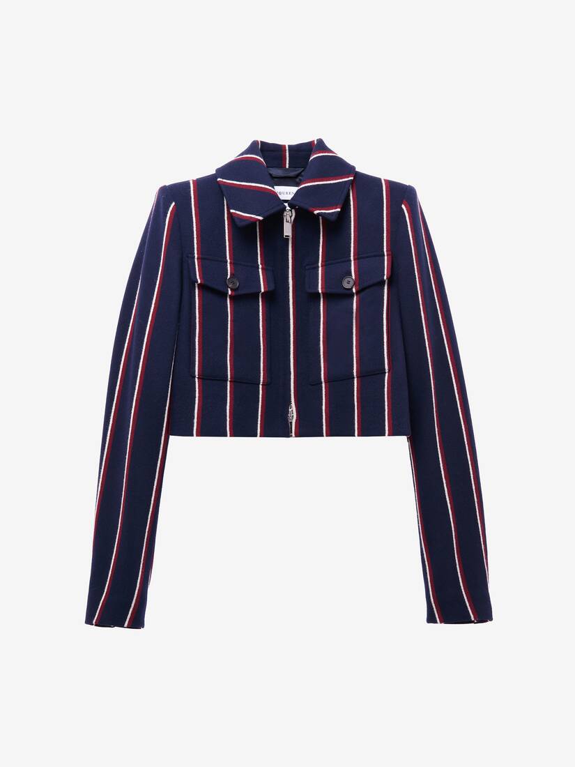 Veste Cropped College Stripe