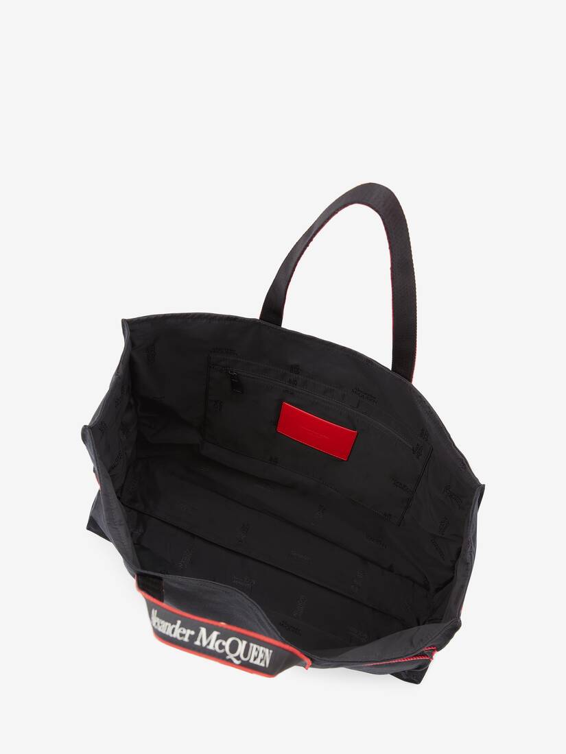 East West Selvedge Tote in Black/red