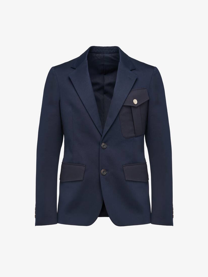 Veste À Boutonnage Simple Et Poche Militaire