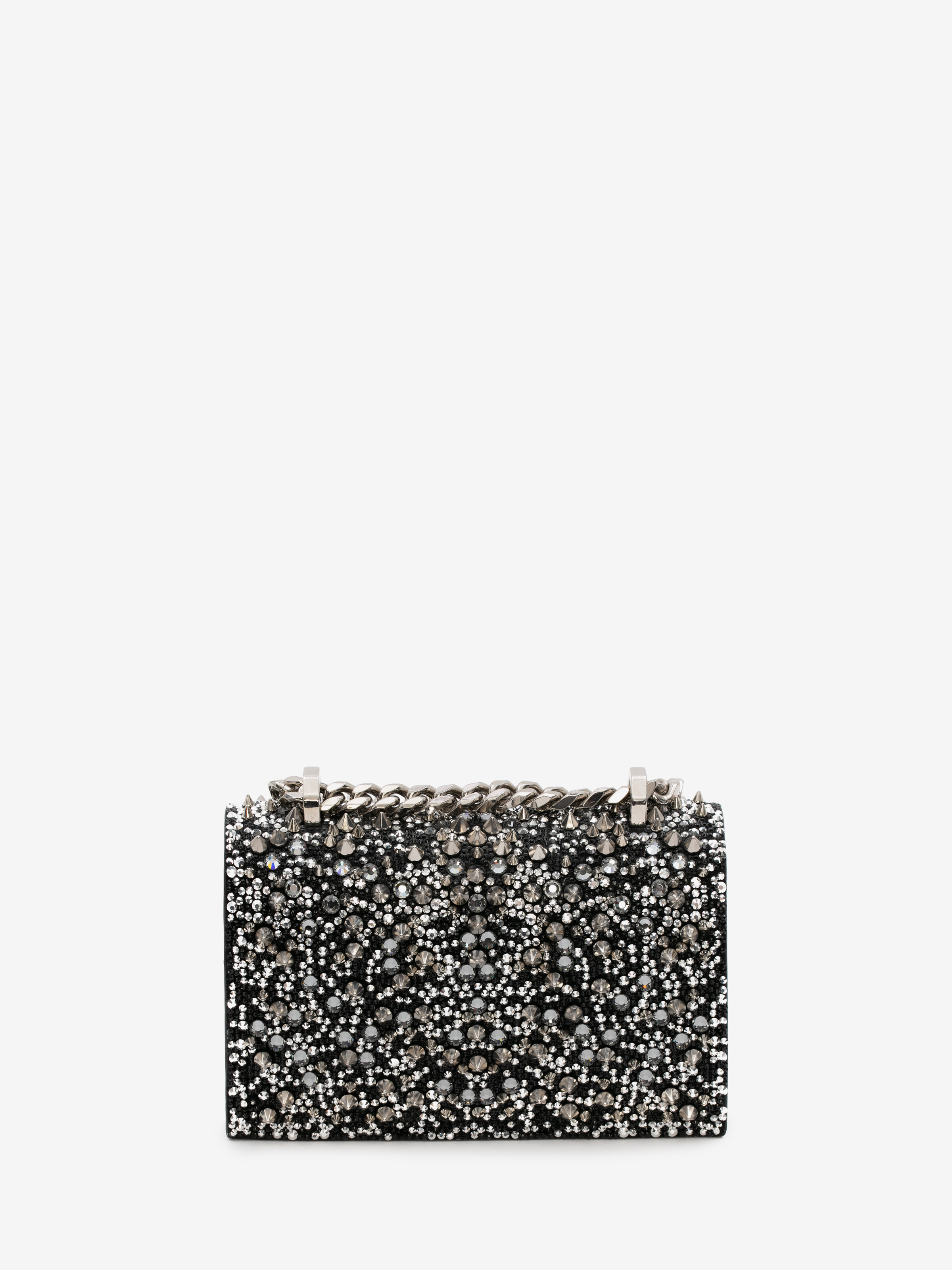 Shop Alexander Mcqueen Crystal-embellished Mini Jewelled Satchel In Black/silver