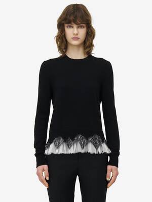 DOPPELGANGER　BLACKQUEEN Women's Cobweb Lace Jumper in Black | Alexander McQueen US