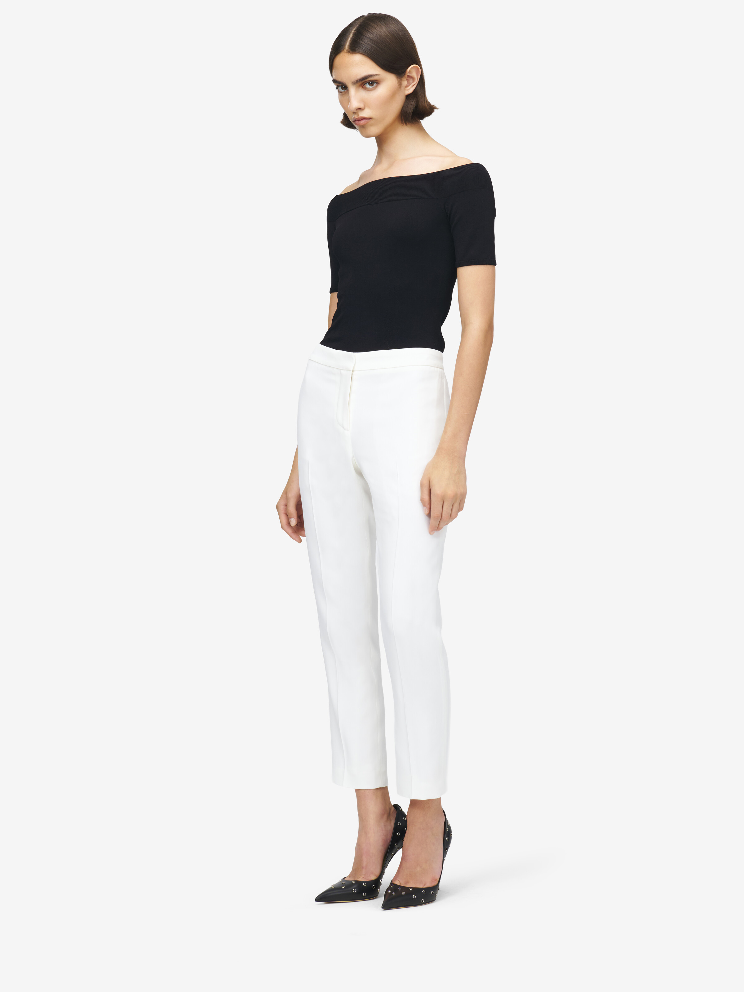 Pantalon cigarette, en crêpe feuille