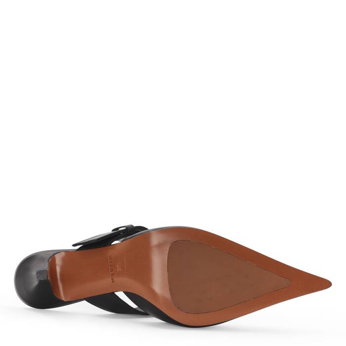 ALEXANDER MCQUEEN Womens Coral Buckle Accent Padded Square Toe Stiletto Slip On Leather Heeled