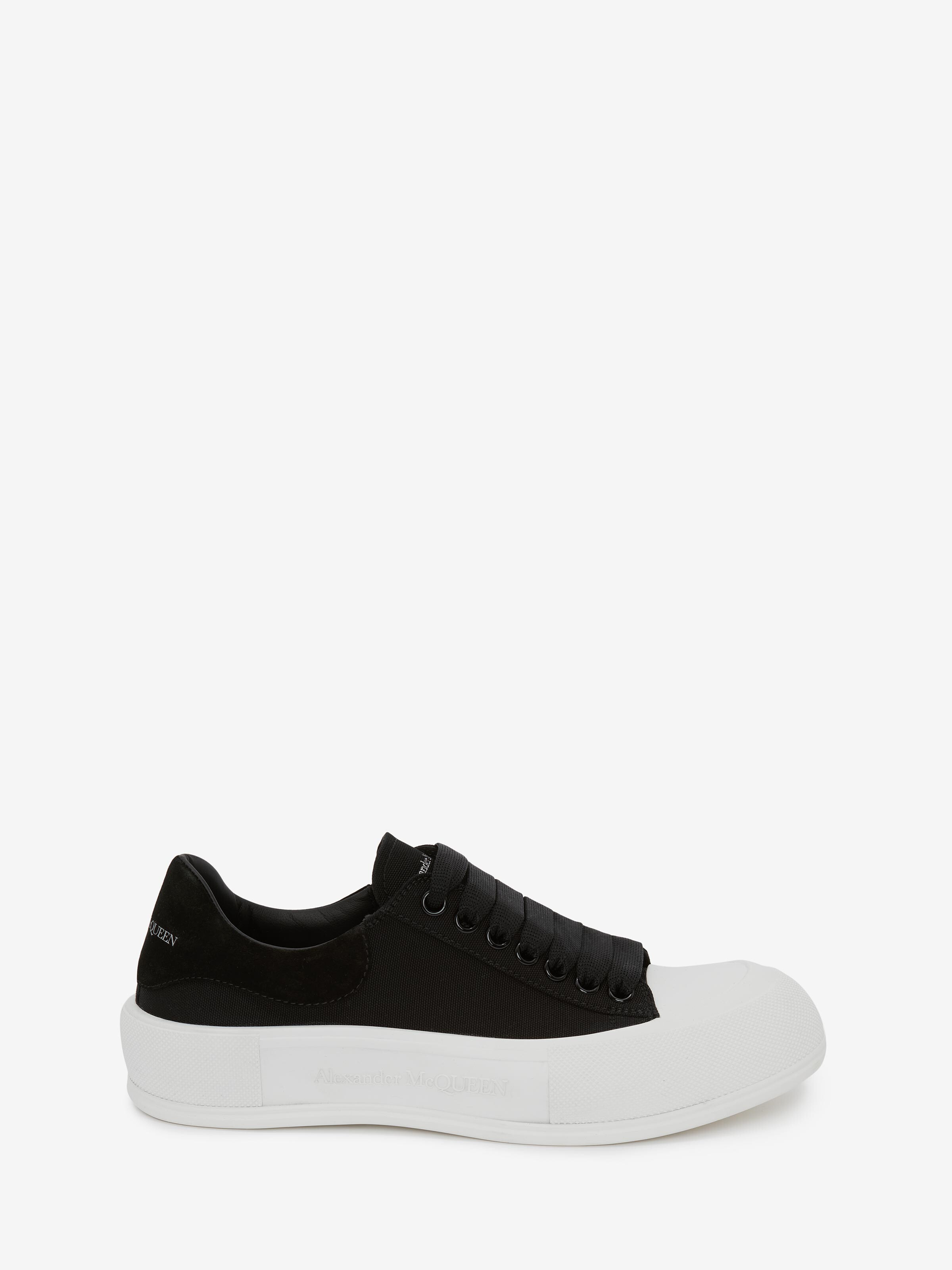 Shop Alexander Mcqueen Deck Lace Up Plimsoll In Black/white