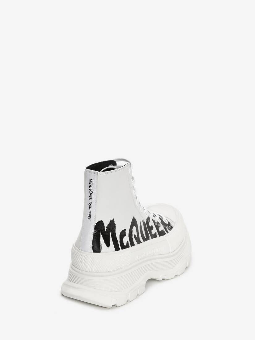 McQueen Graffiti Tread Slick Boot in Optic White | Alexander