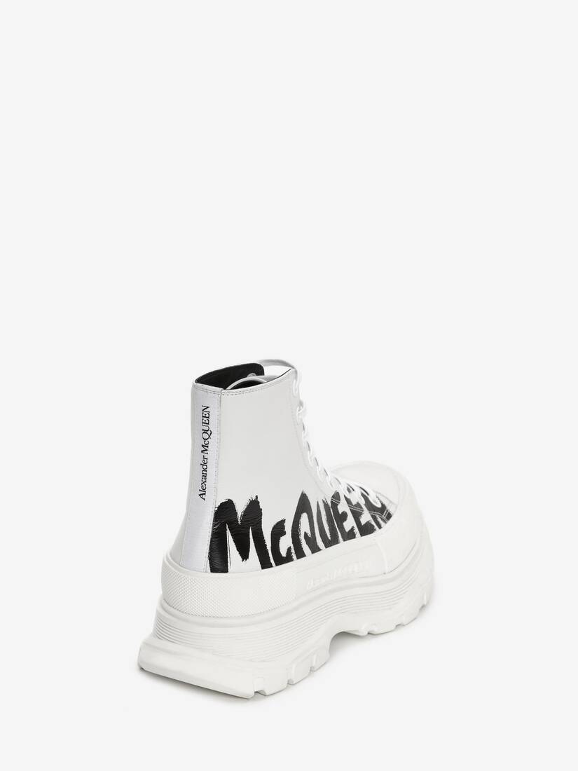 McQueen Graffiti Tread Slick Boot in Optic White