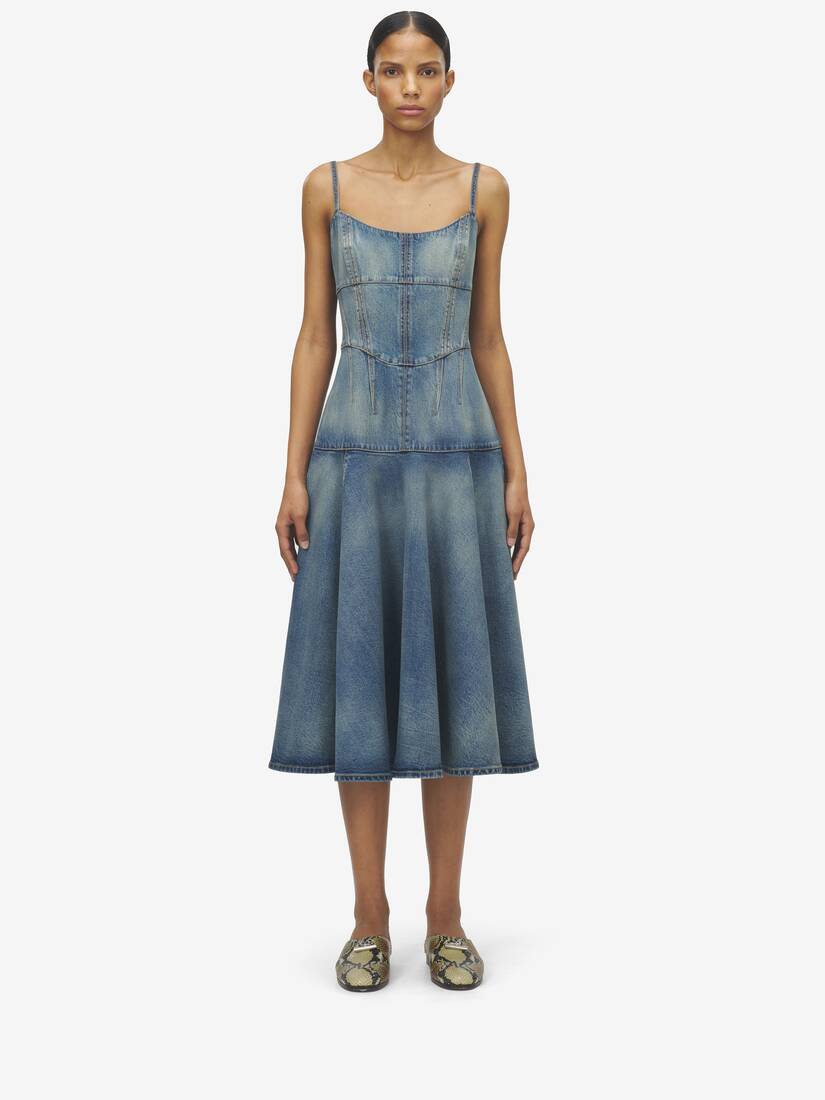 Stonewashed Denim Midi Dress