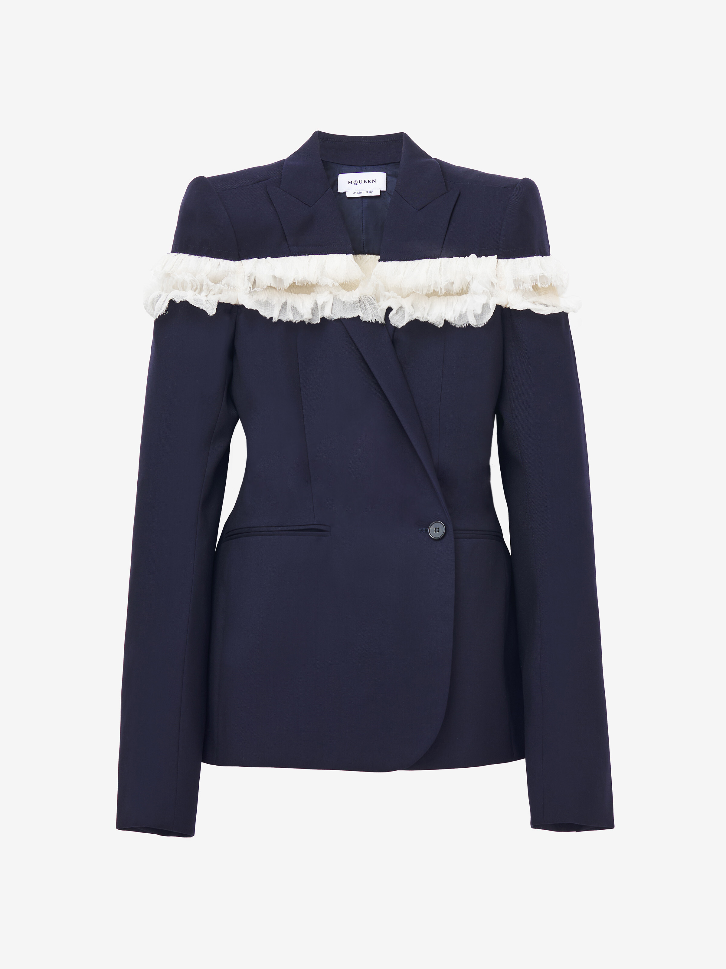 Veste À Boutonnage Simple, Fendue, En Crépon