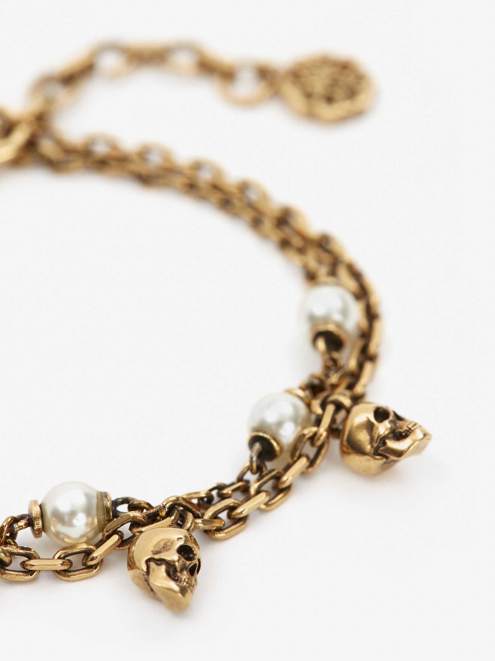 Pearl Skull Chain Bracelet