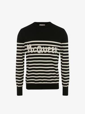 McQueen Graffiti Striped Sweatshirt