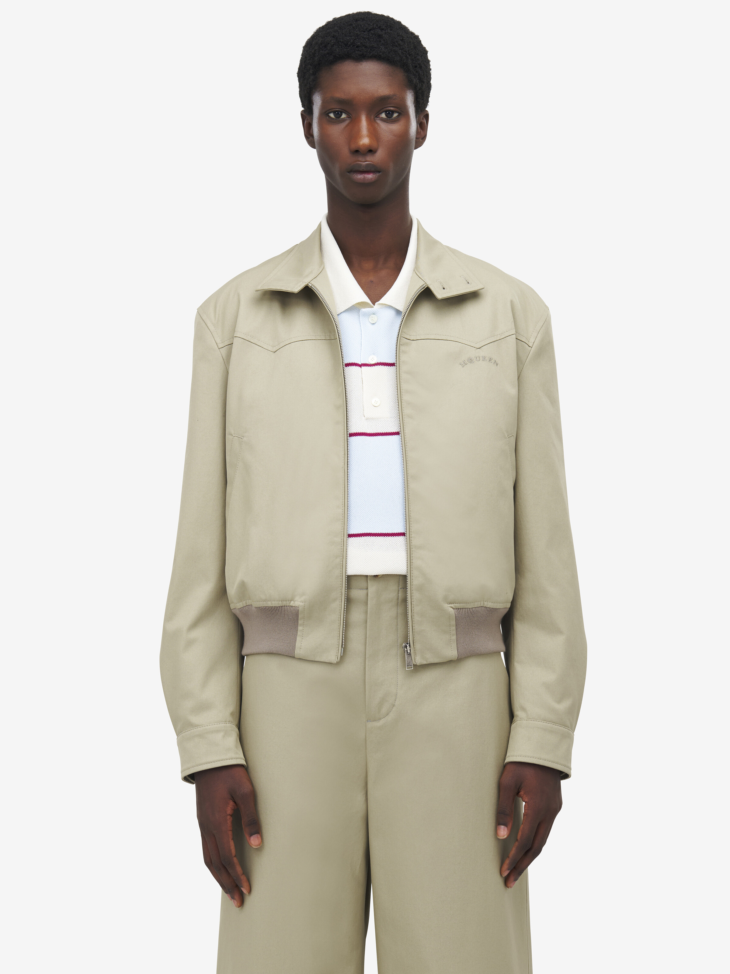 Veste Harrington Courte pour Homme en Beige in Coton | Alexander McQueen - image 5