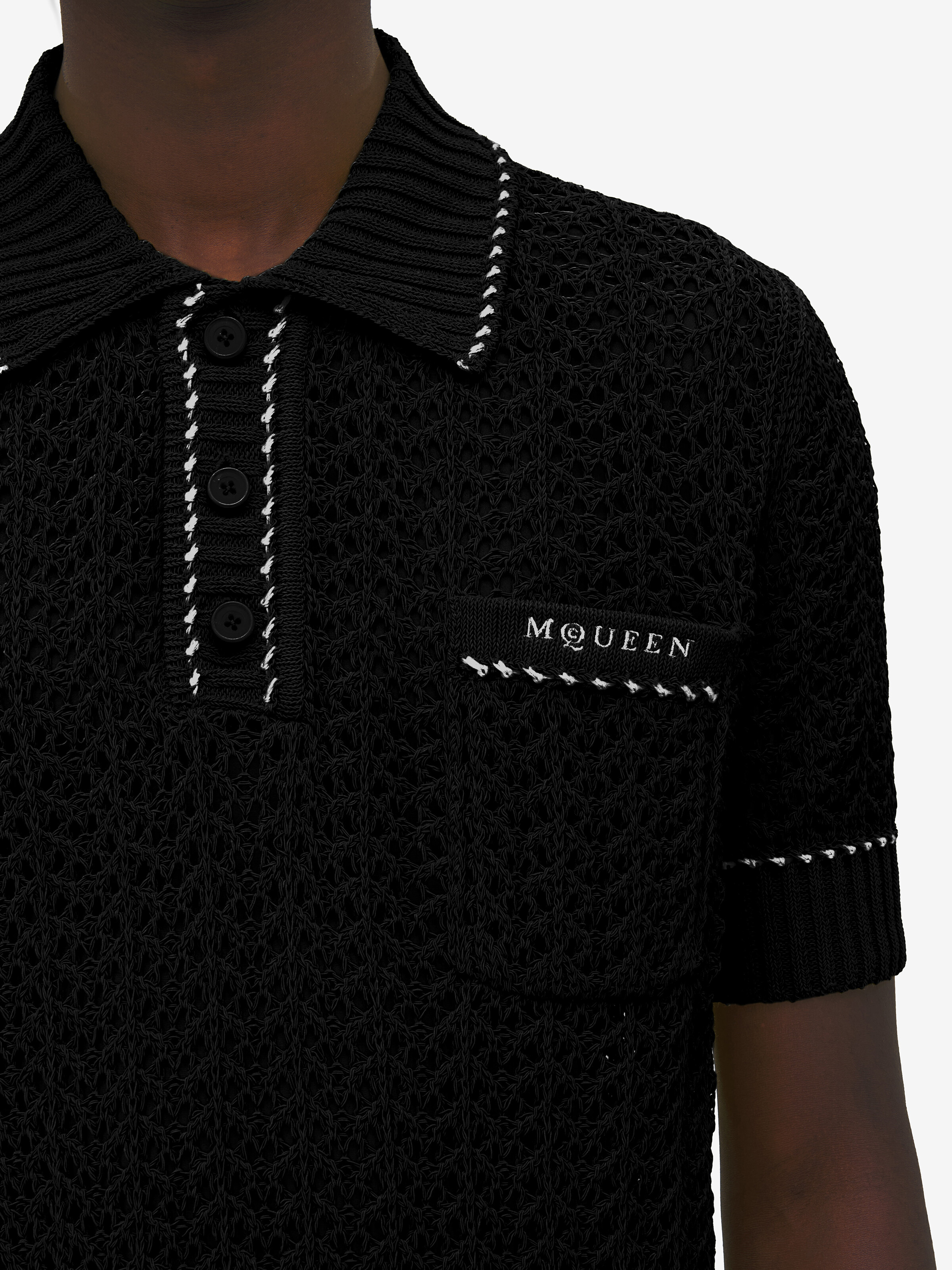Crochet Stitch Polo Shirt