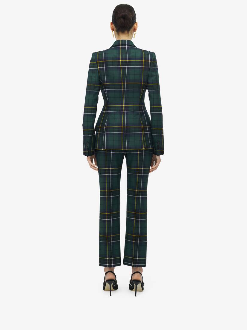 Wool Tartan Peak Shoulder Jacket