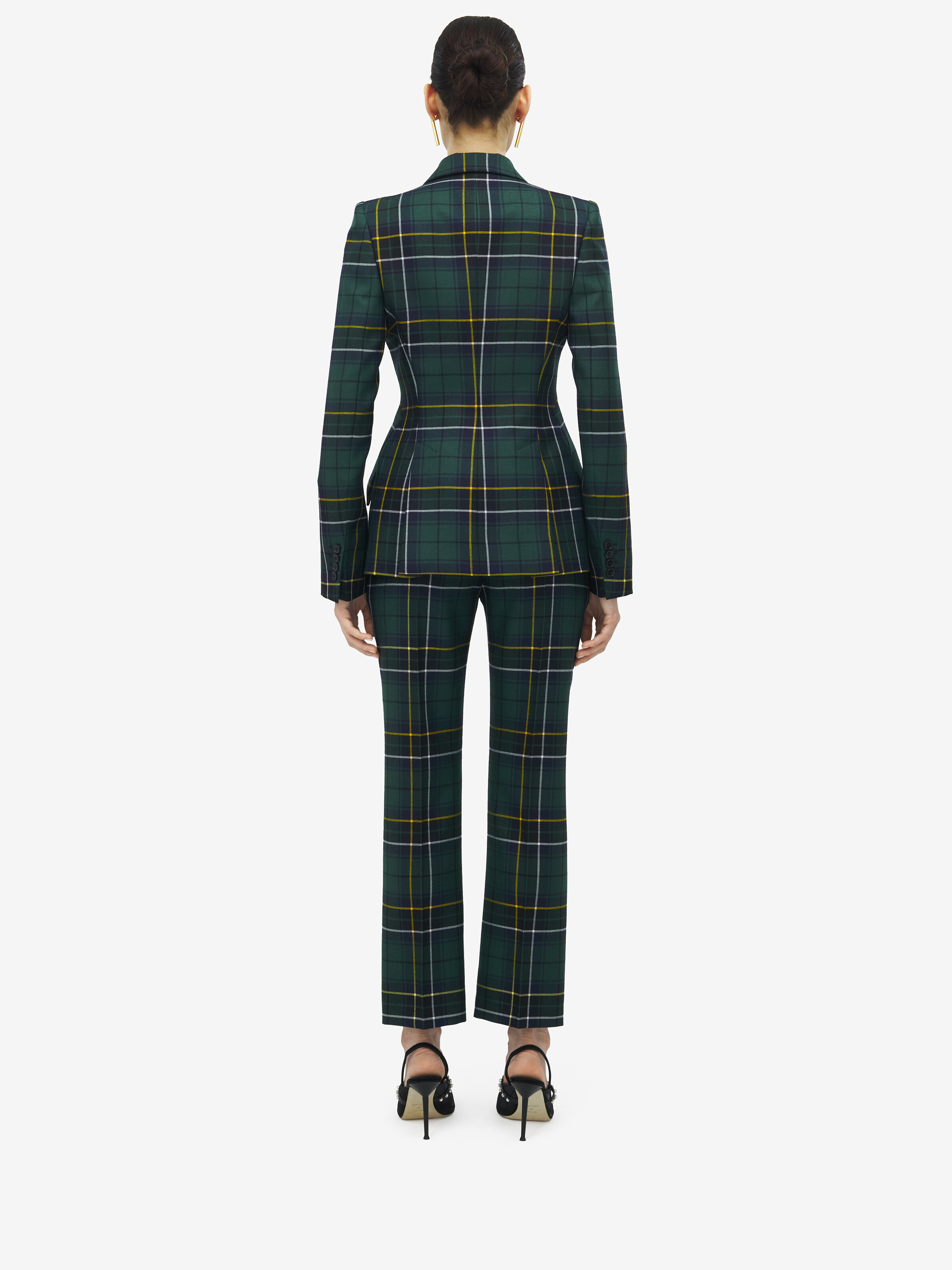 Wool Tartan Peak Shoulder Jacket
