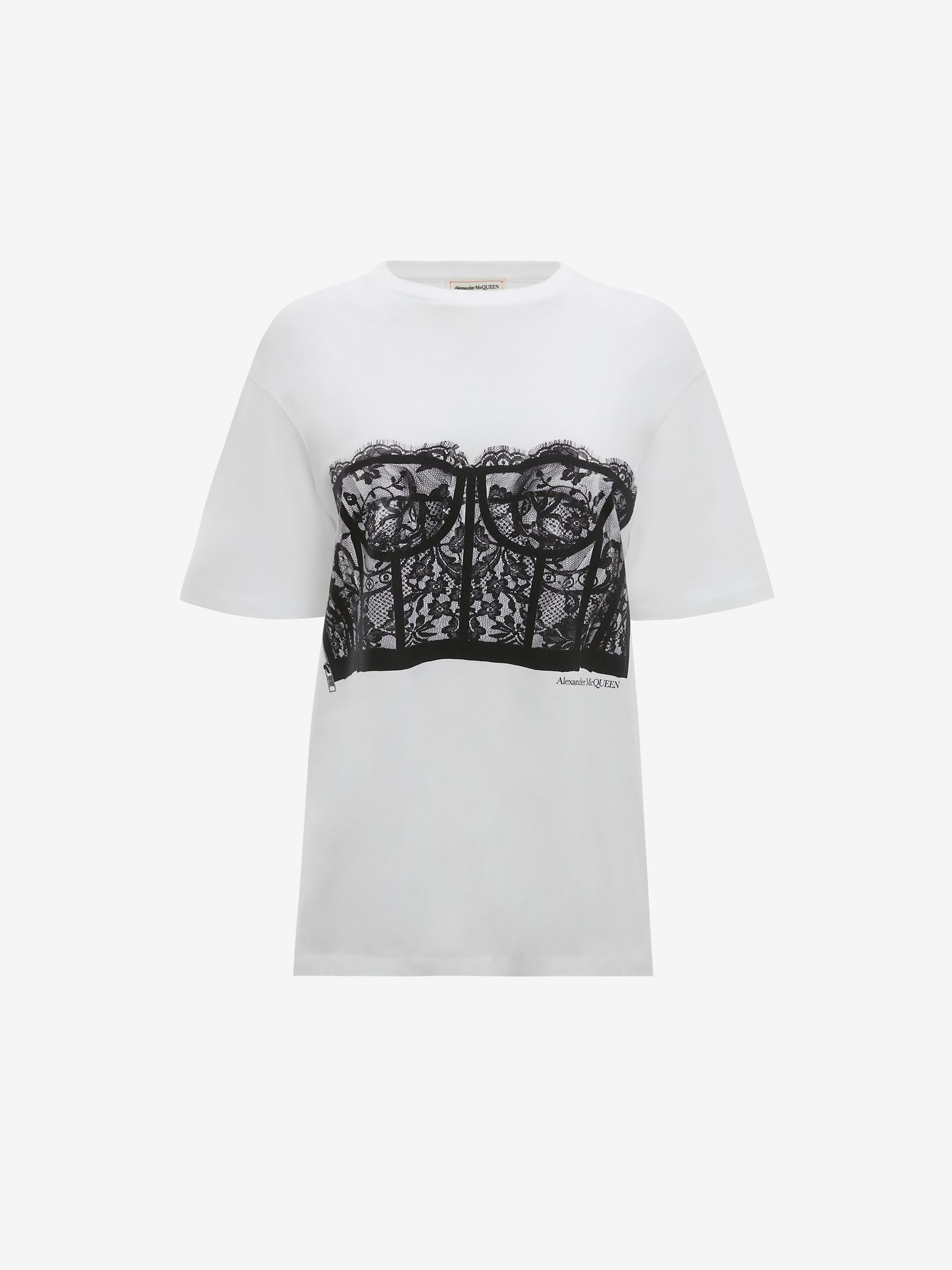 bra-print T-shirt, Alexander McQueen