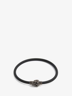 Alexander McQueen Black Cord Skull Bracelet 'Natural/A Silve'  RvceShops -  7058461AAIK8560 - Alexander McQueen MEN SHOES TRAINERS