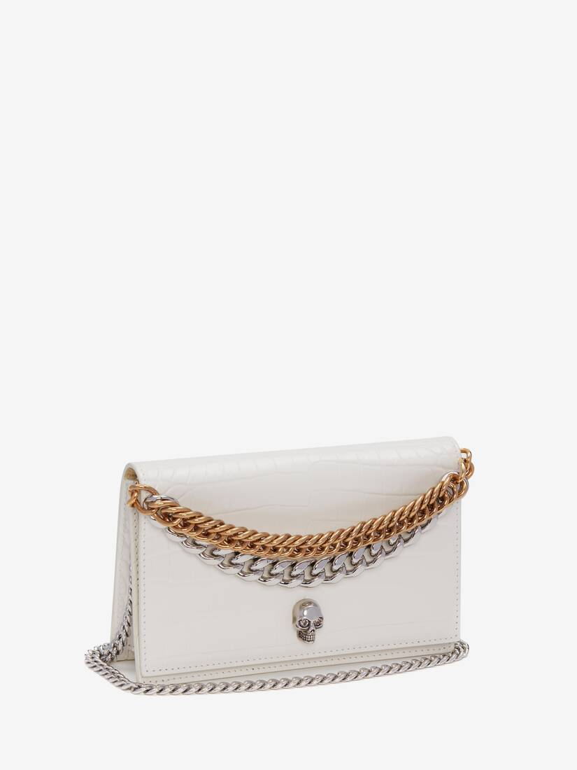 Small Skull Bag with Chain in Ivory