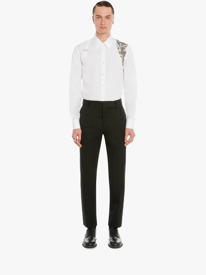 Men's Embellished Shirt in White | McQueen US