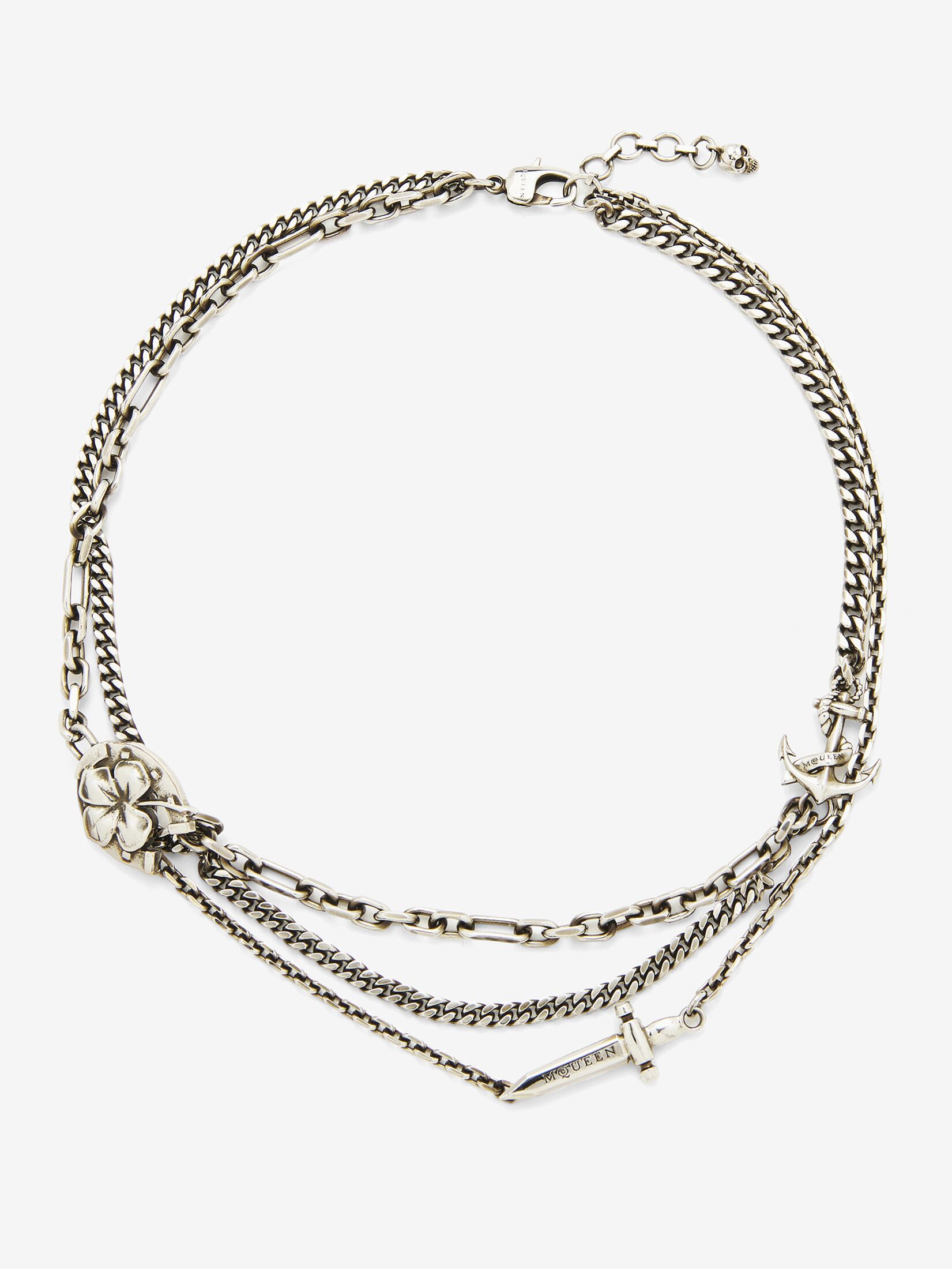 Alexander Mcqueen Chain-link Flower Dagger Necklace
