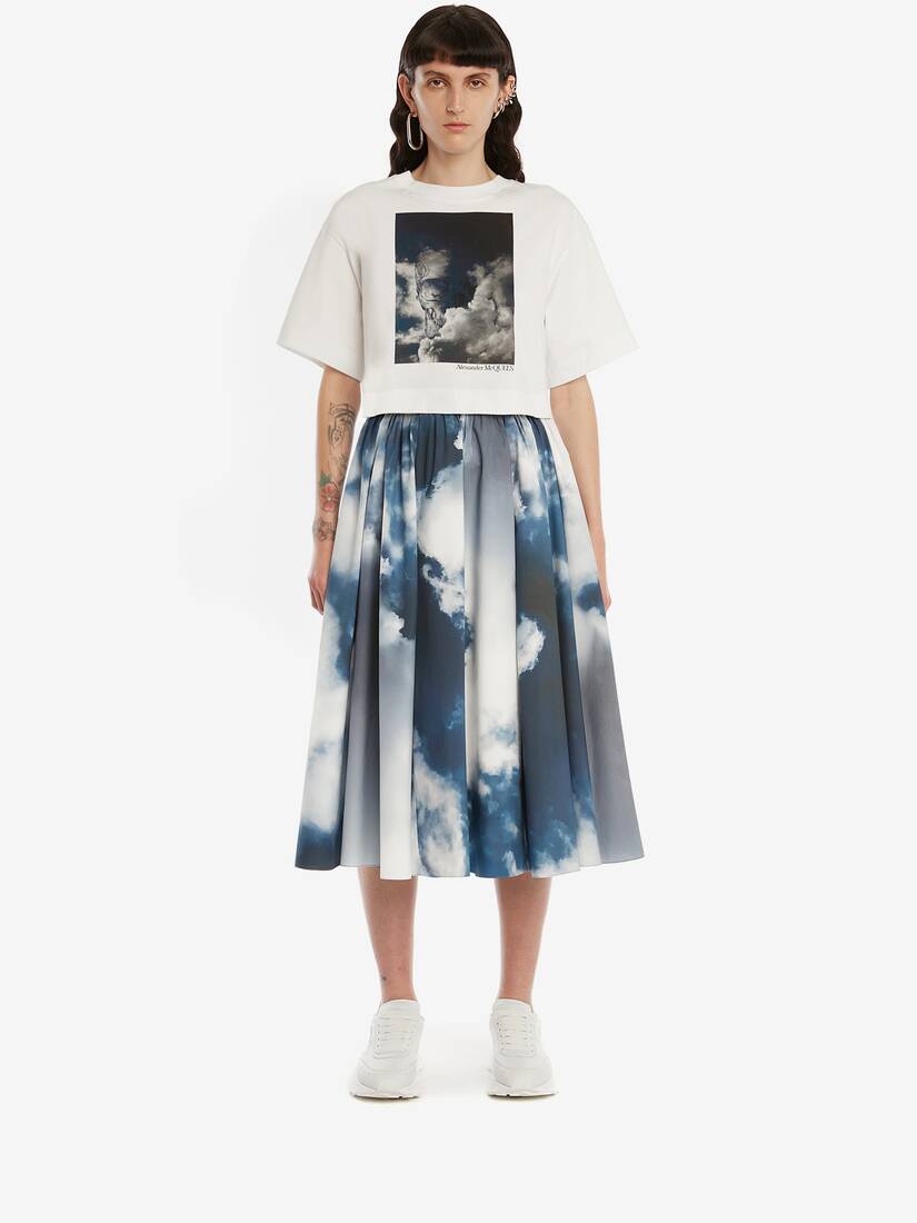 Blue Sky Cotton Poplin Midi Skirt