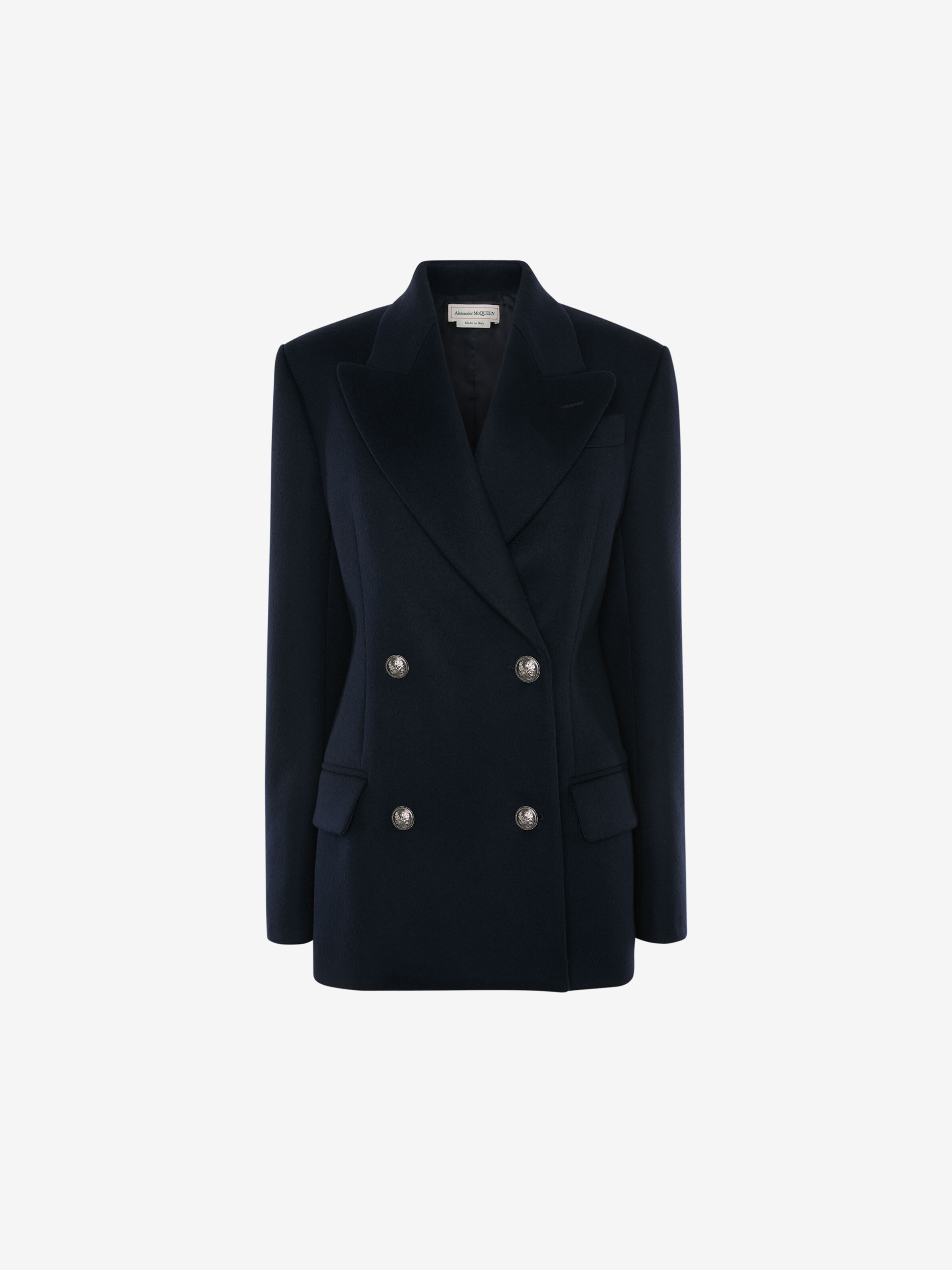 Alexander Mcqueen Double-breasted Wool And Cashmere-blend Coat In Navy