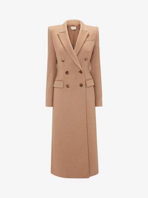 Manteau camel à double boutonnage