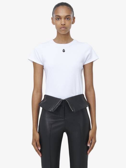 【Alexander McQUEEN】Skull short sleeve T-shirt/全国送料込み Alexander Mcqueen Skull-Print Short-Sleeved T-Shirt In Black