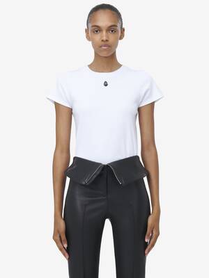 Tシャツ・カットソー alexander mcqueen FW25 'Skull' T-shirt (815067QTAC5 0909) Men's Skull T-shirt in Grey & Silver | McQueen US