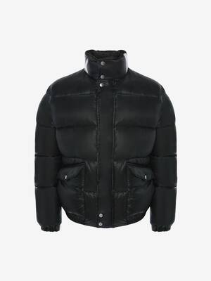 McQueen Graffiti Puffer Jacket in Black | Alexander McQueen US