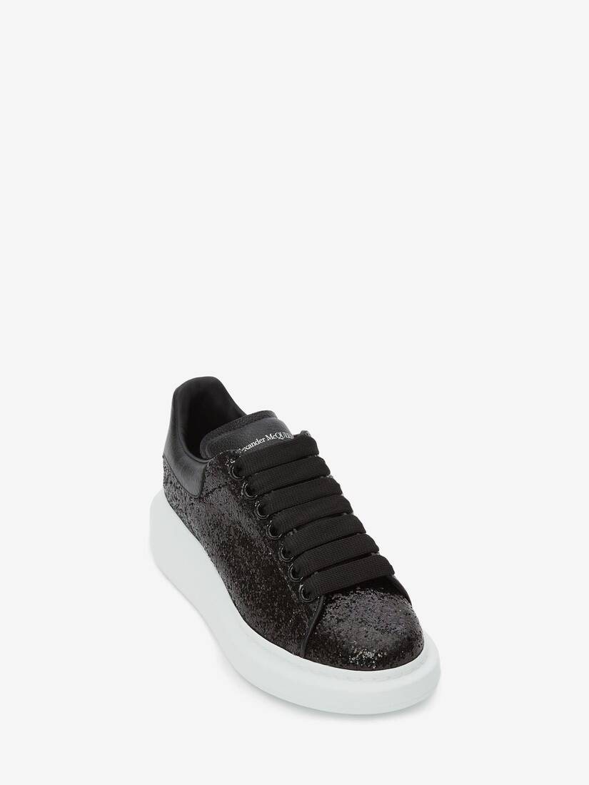 Alexander McQueen Black And Silver Glitter Oversized Sneakers for