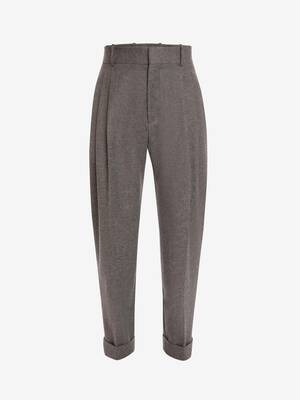Pantaloni Peg-Leg Sartoriali in Flanella di Lana