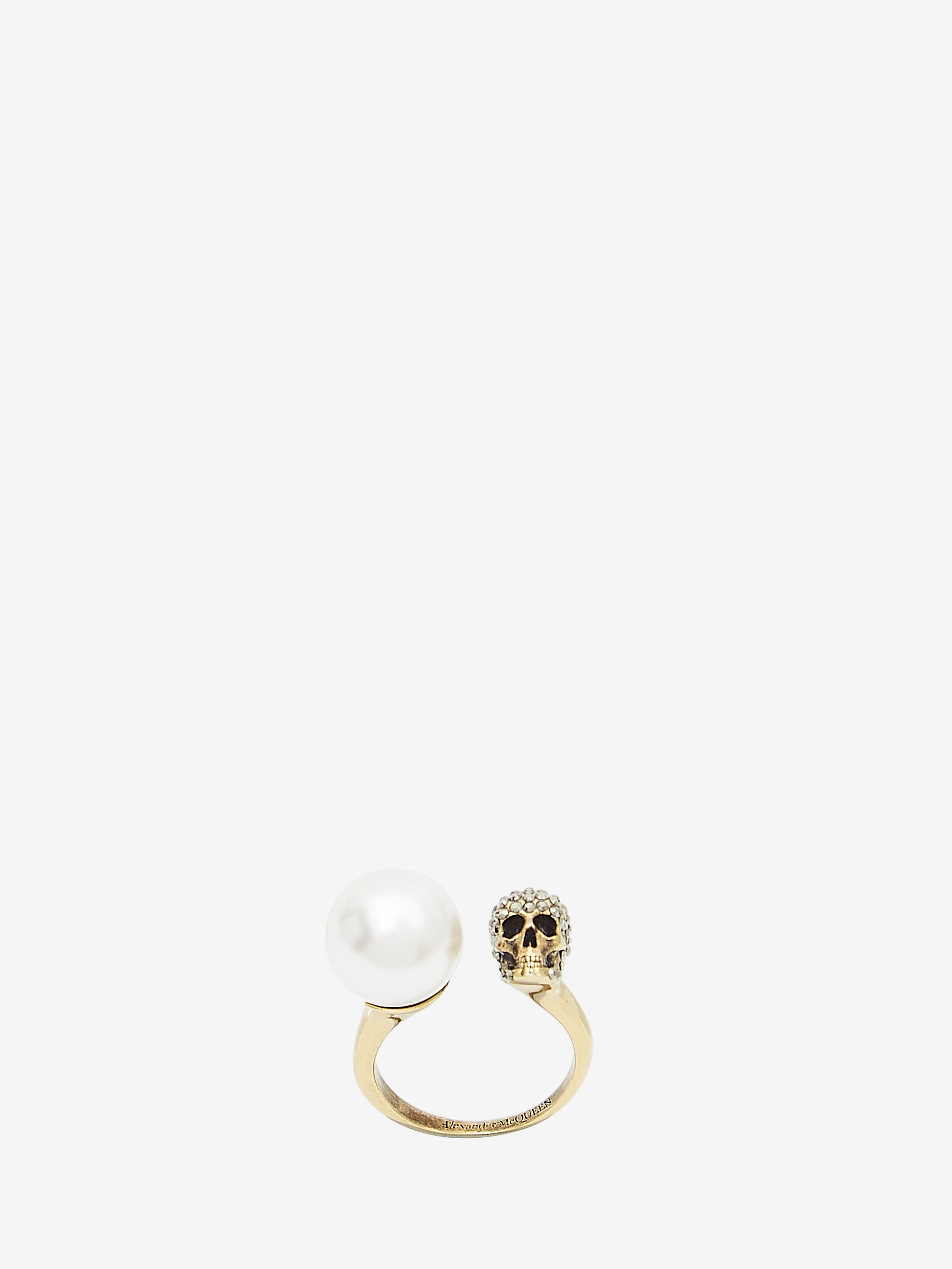 Bague Skull effet perle pour Femme en Doré Vieilli in Laiton | Alexander McQueen - image 1
