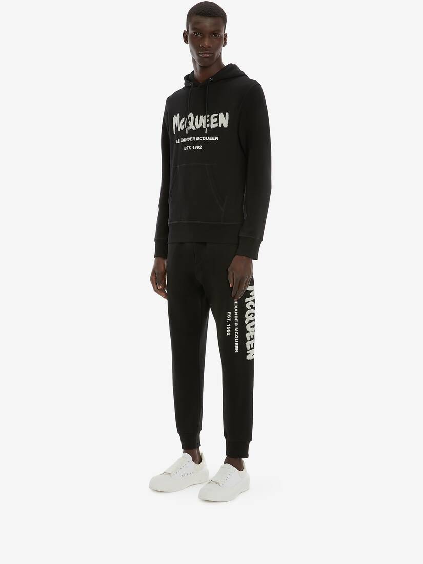 Men's McQueen Graffiti Joggers in Black/ivory