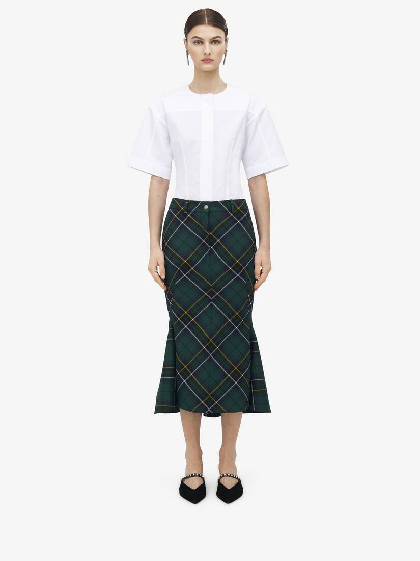 Kickback Wool Tartan Skirt