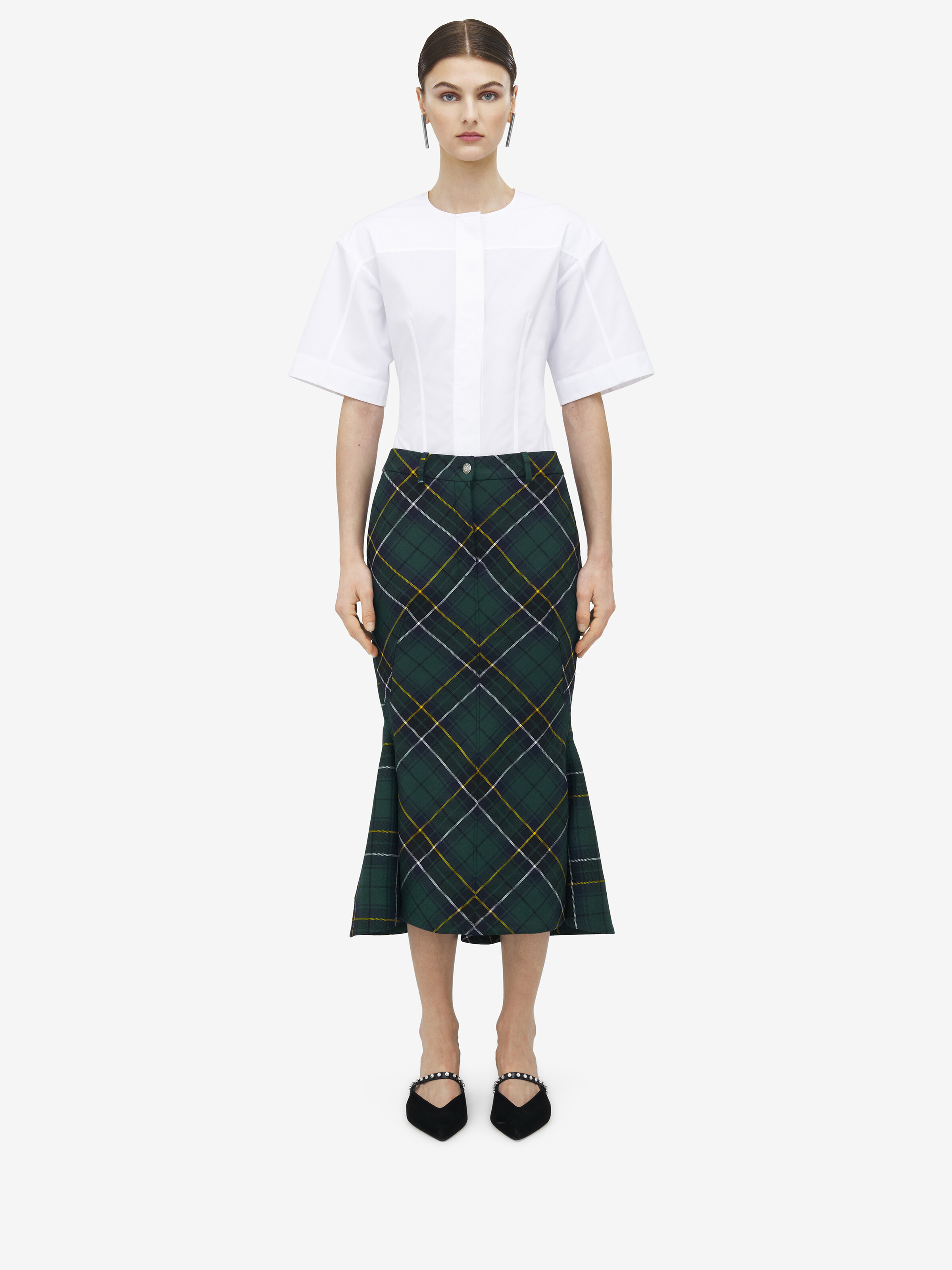 Kickback Wool Tartan Skirt