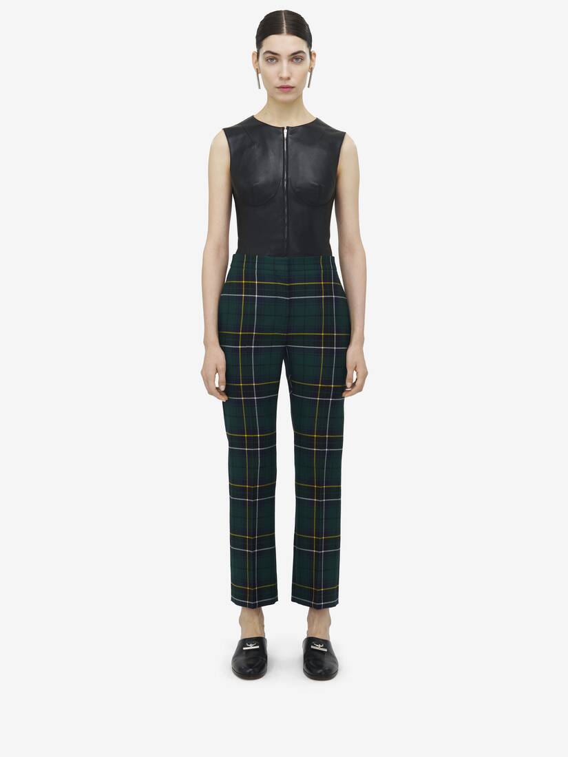 Wool Tartan Cigarette Trousers