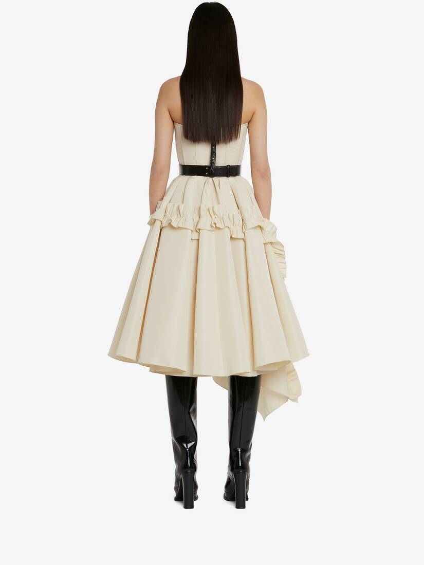 Asymmetric Bustier Midi Dress in Calico Alexander McQueen US