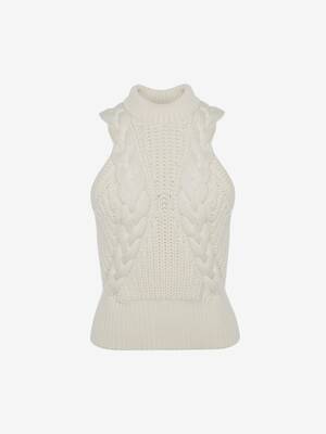 Wool Cable Sleeveless Jumper