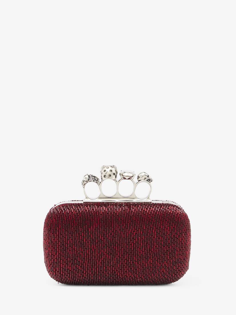 Alexander McQueen Red Lacquered Rose Knucklebox Clutch