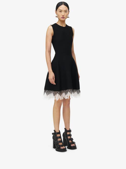 【関税&送料込】Alexander Mcqueen Black Knitted Midi Dress Black Slashed Harness Midi Dress by McQueen on Sale