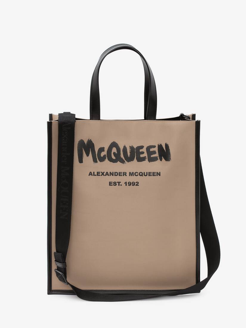 McQueenグラフィティ エッジ ノースサウストートバッグ | ブラック/ベージュ | Alexander McQueen JP