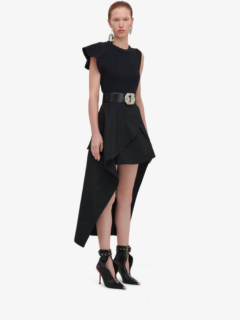 Hybrid Asymmetric Dress in Black | Alexander McQueen US