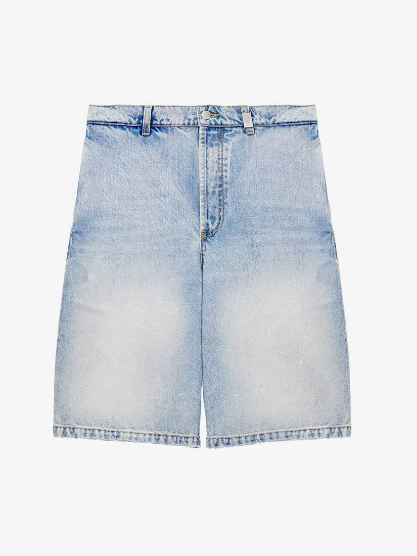 Stonewashed Denim Shorts