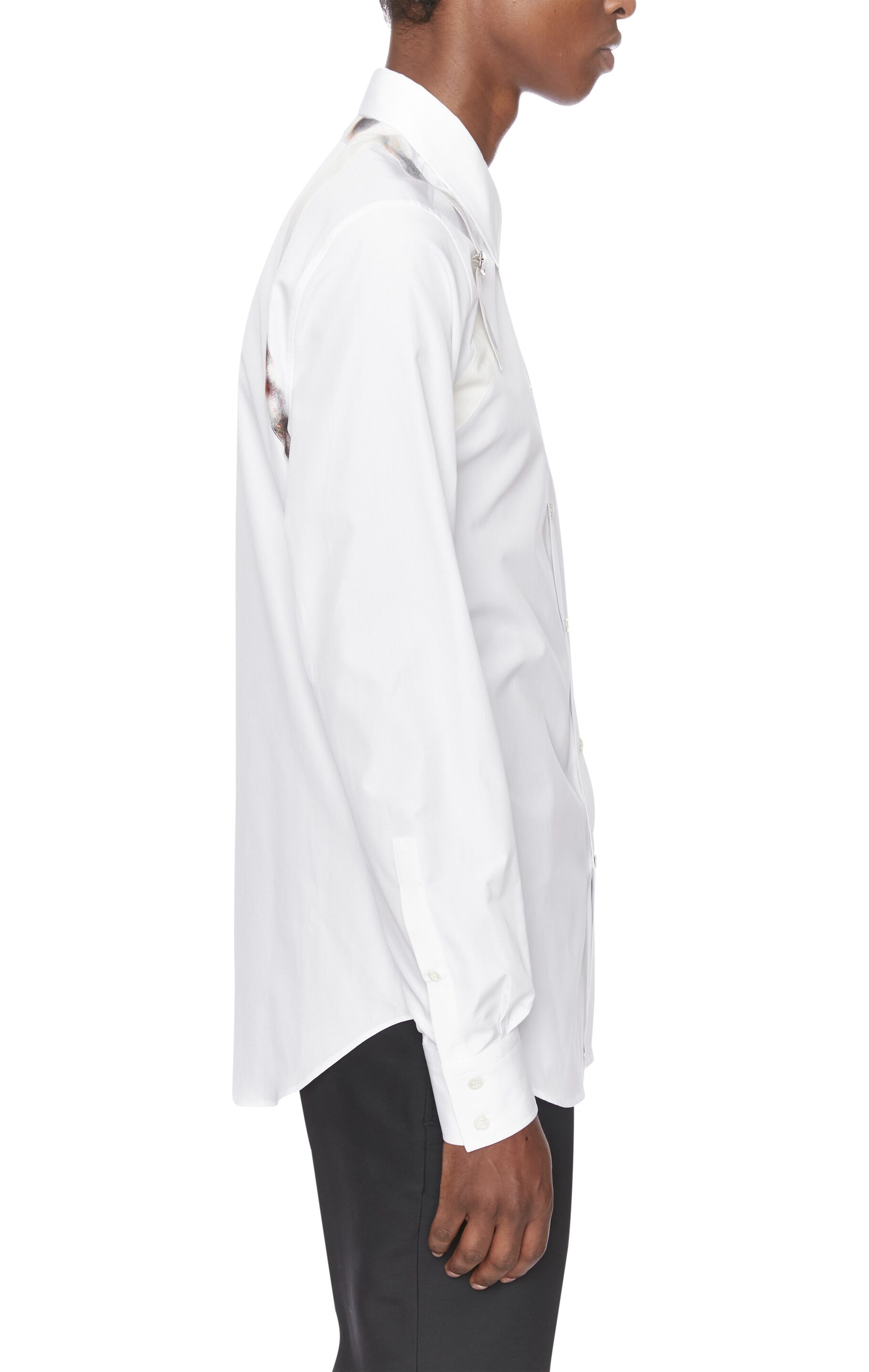 Men's Obscured Flower Harness Shirt in White | Alexander McQueen US