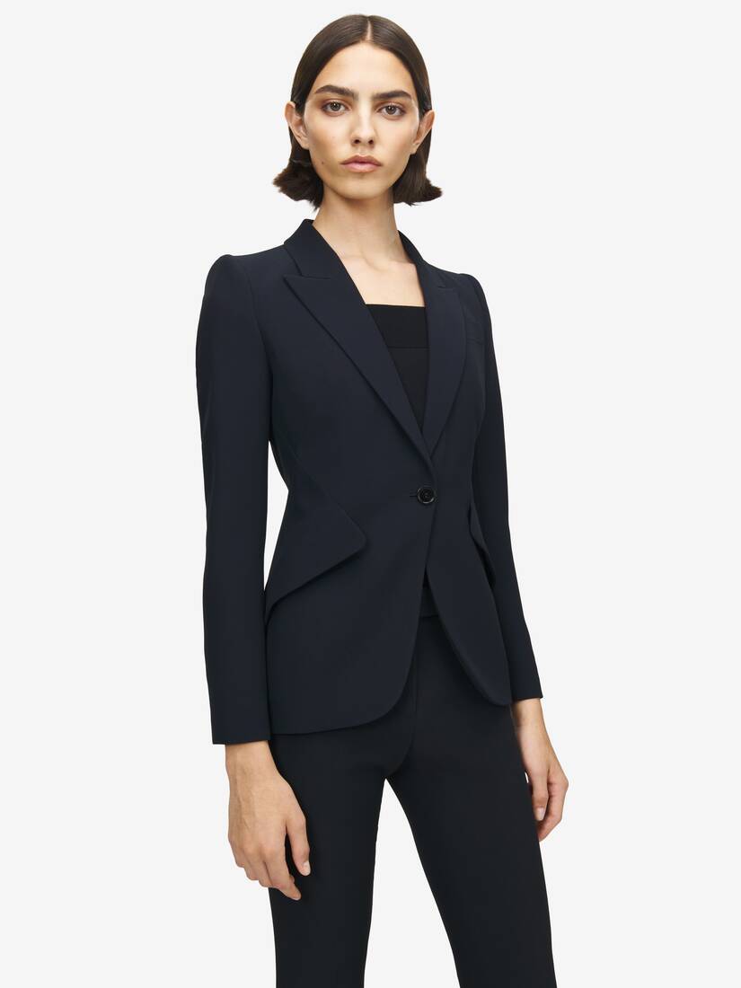 Peak Shoulder Leaf Crepe Jacket