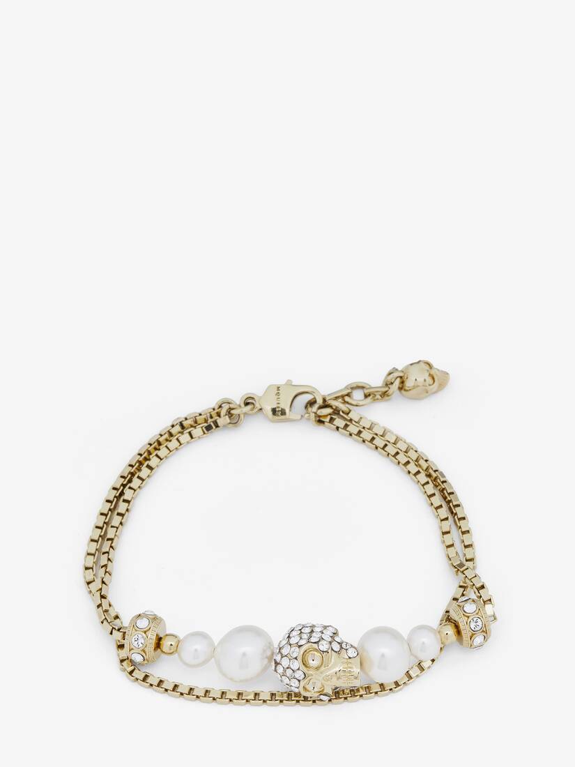Skull and Pearl Chain Bracelet